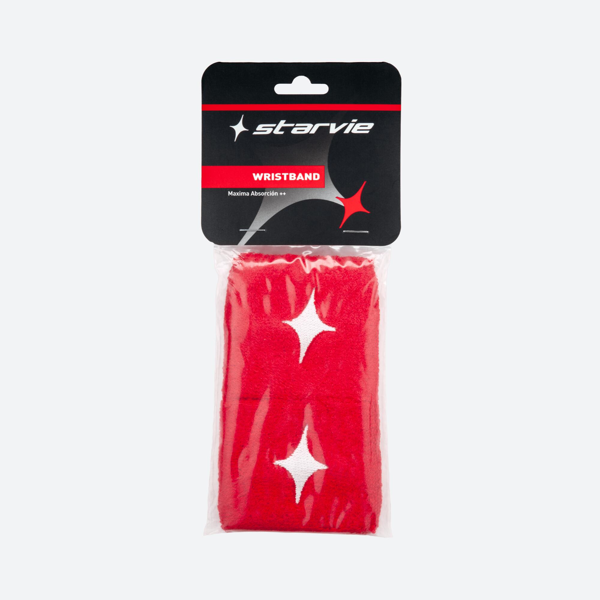 PAIR OF RED STAR VIE WRISTBANDS WITH WHITE STARS 3/3