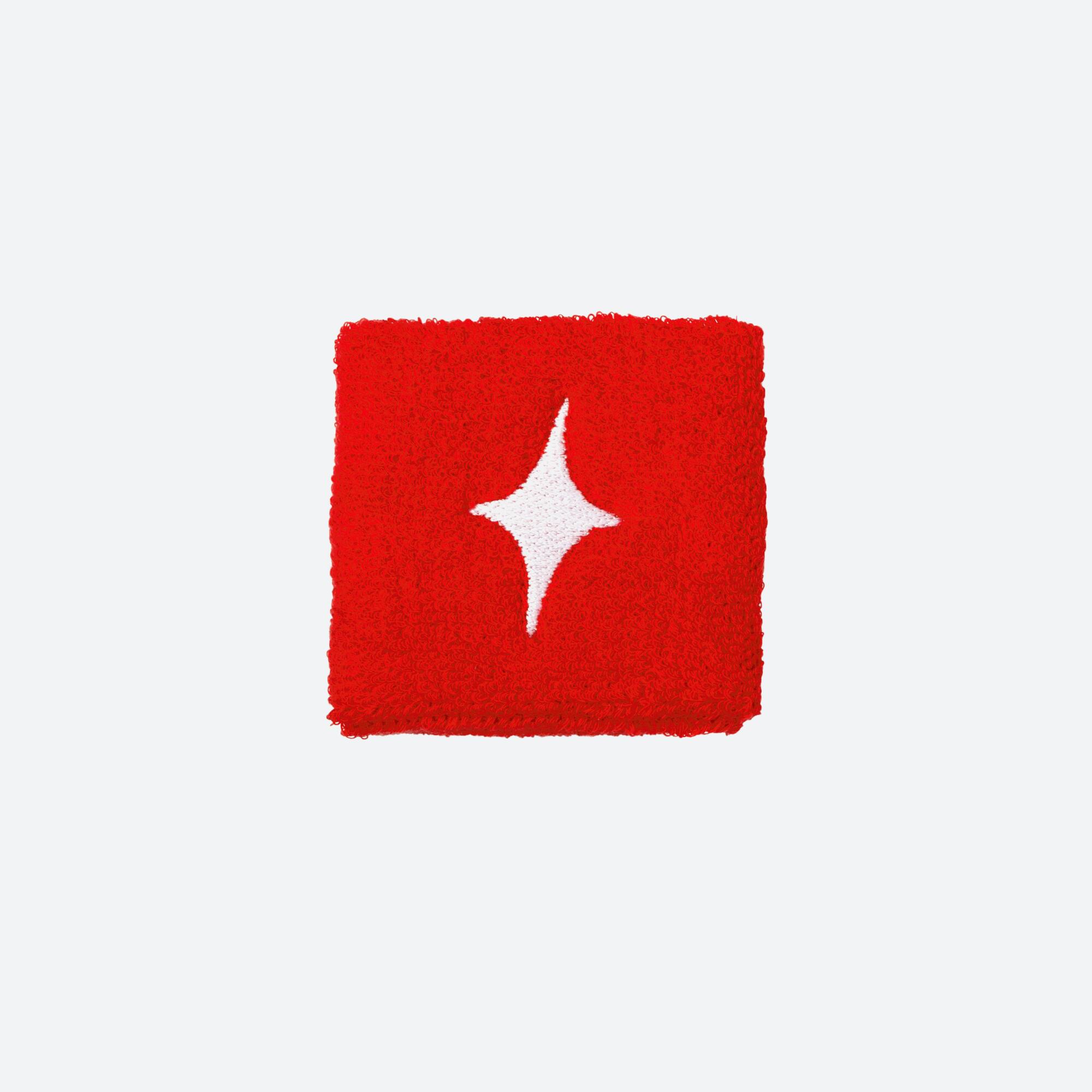 PAIR OF RED STAR VIE WRISTBANDS WITH WHITE STARS 2/3