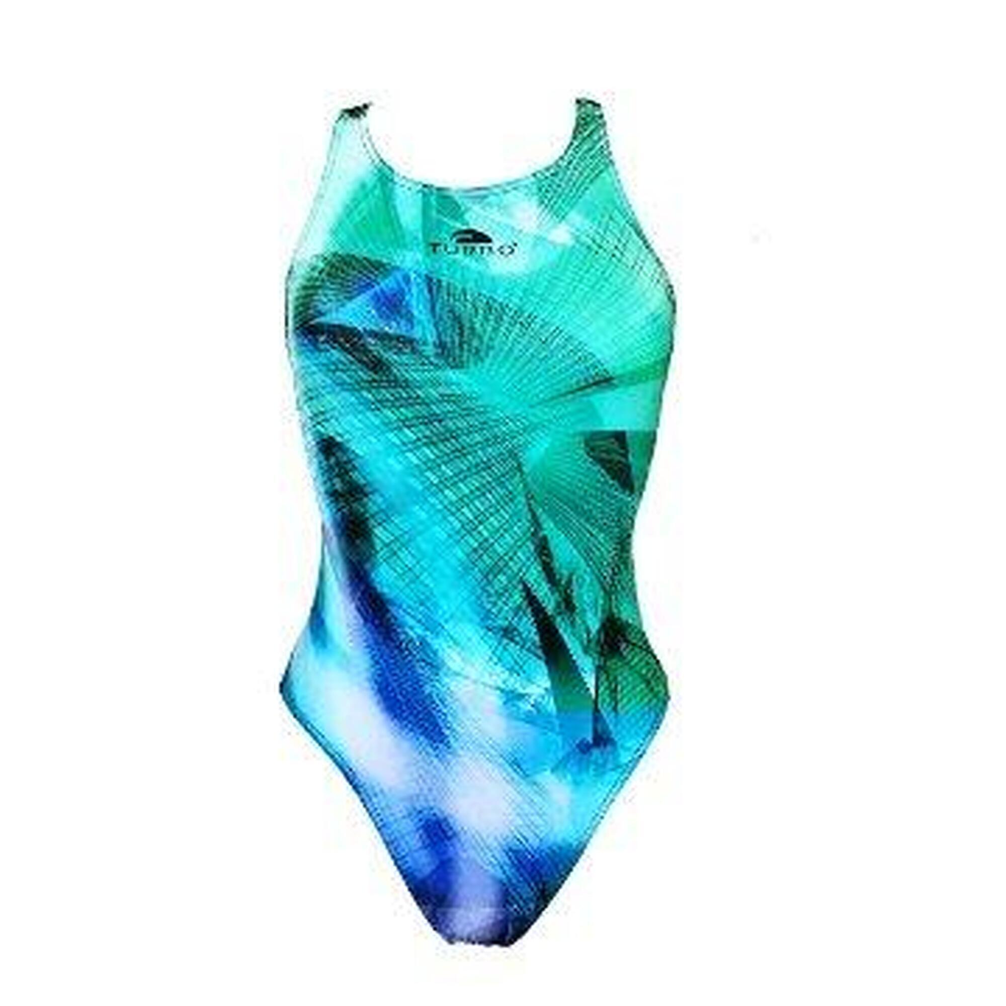 Turbo - Maillot De Bain Turbo Light - Bleu/multicolore - Taille 30 - Maillot De Bain 1 Pièce - Bleu|vert - Decathlon
