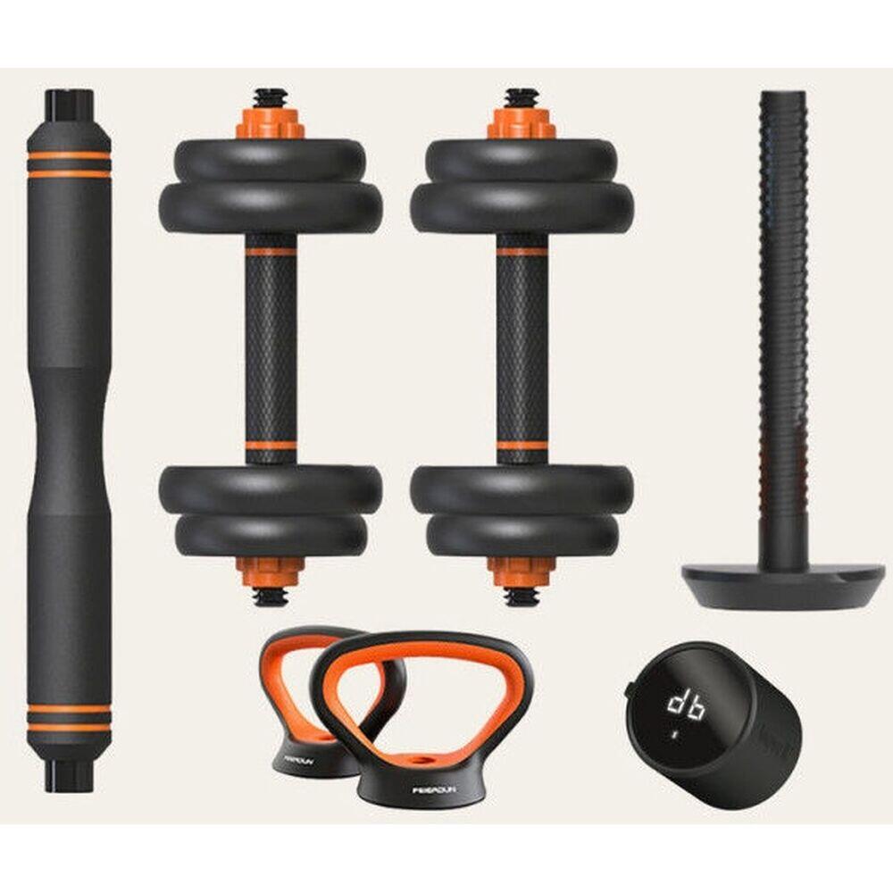 Pesos conectados 10kg halteres + barra + pesos + app xiaomi fed