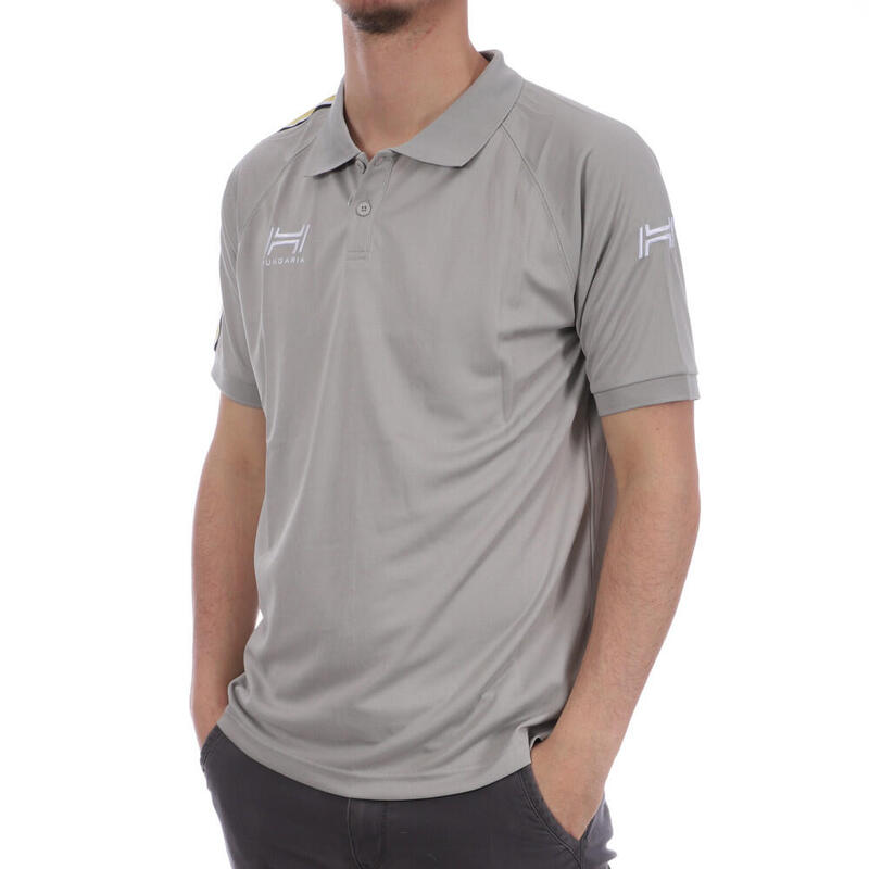 Polo gris bandes jaune noir homme Hungaria Training Pro