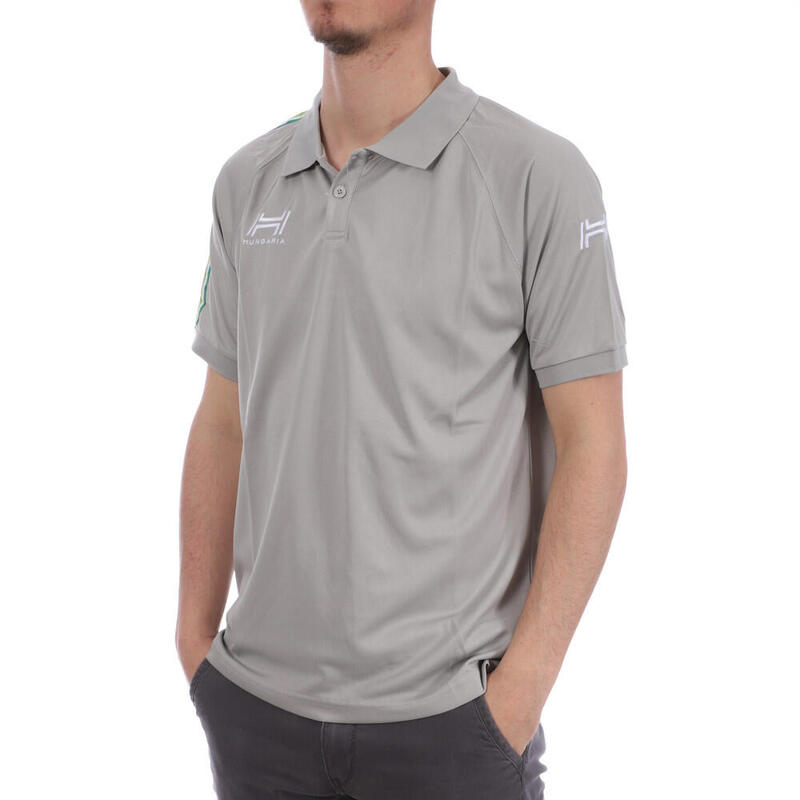 Polo gris bandes vertes homme Hungaria Training Pro