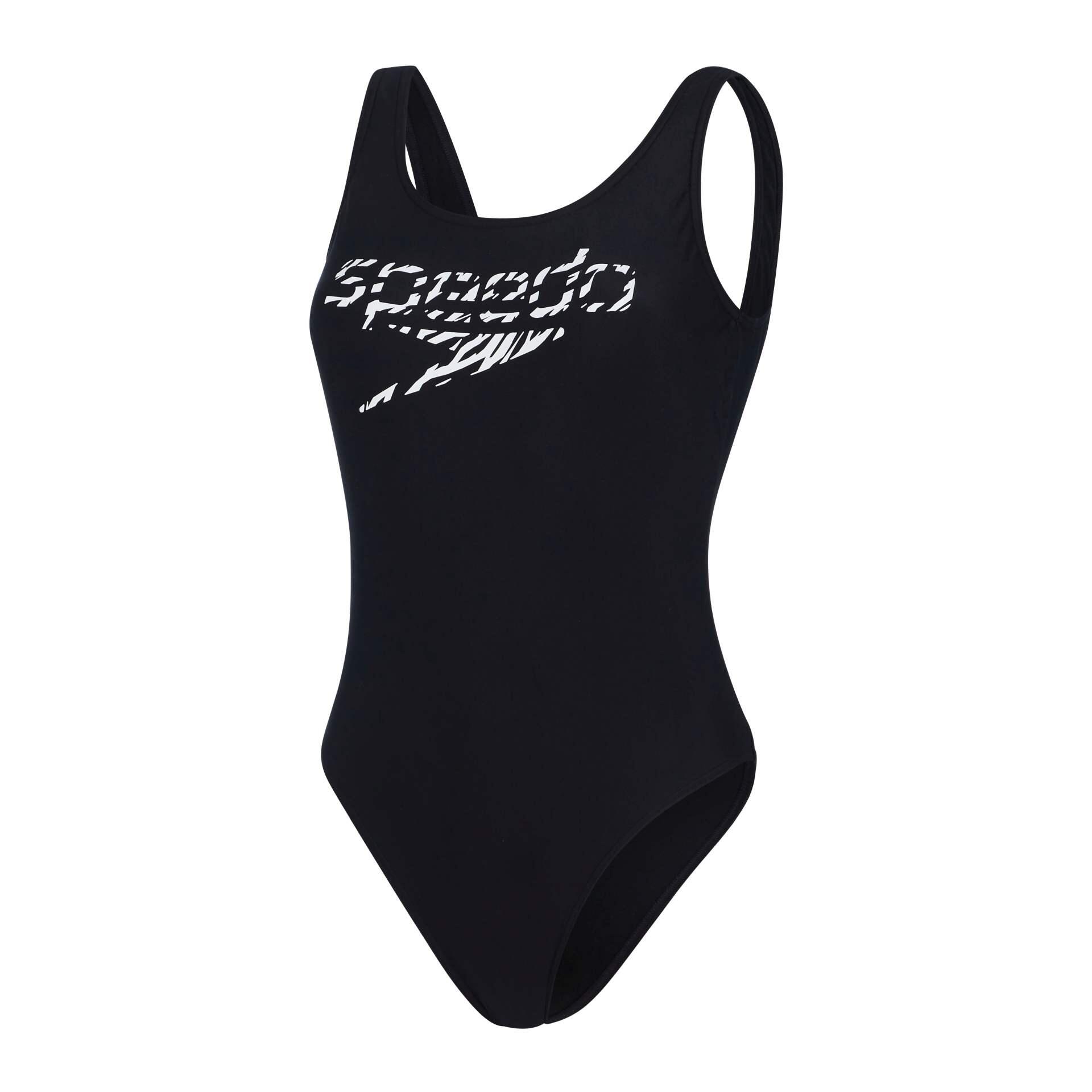 SPEEDO Speedo Logo Deep U-Back Swimsuit - Black