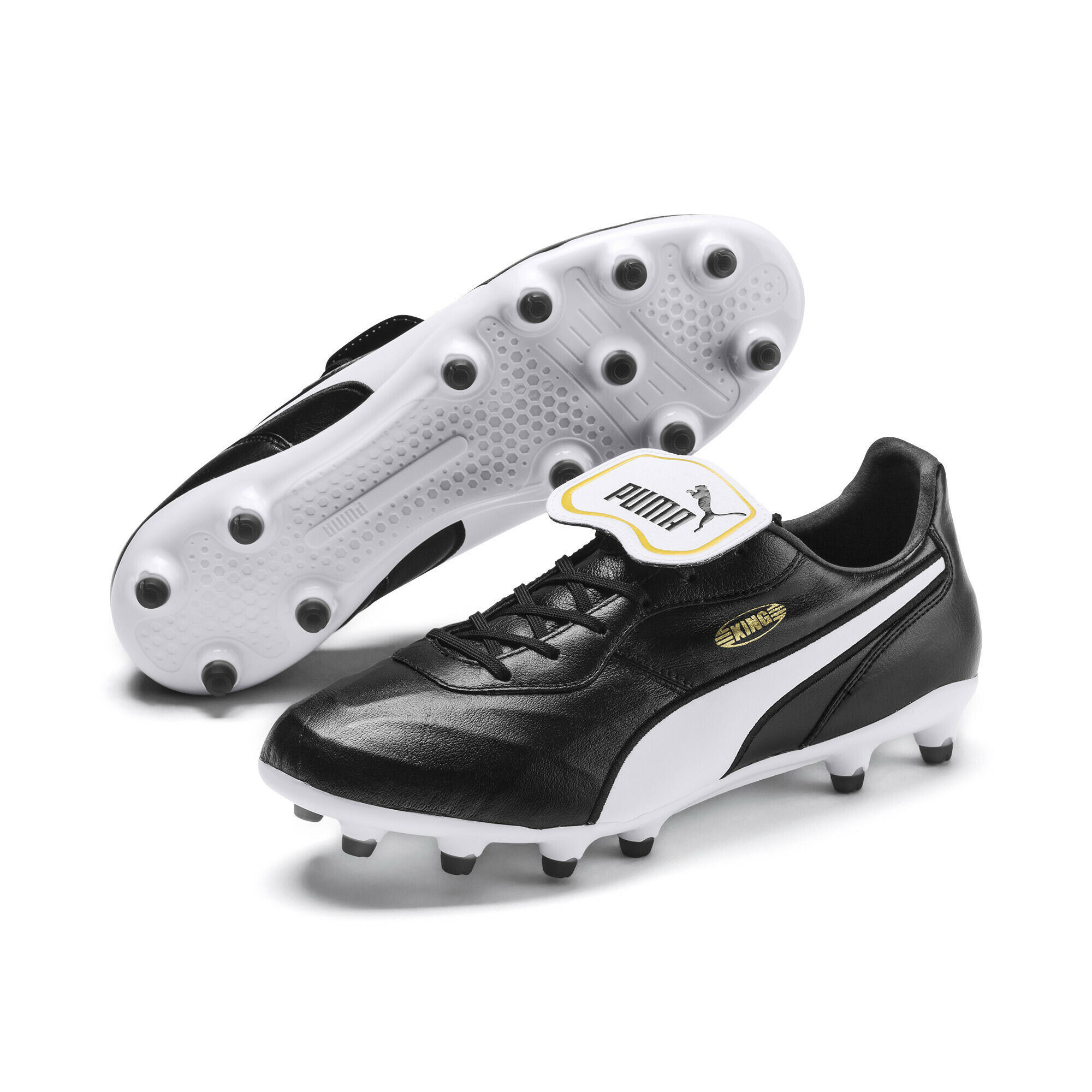 PUMA Unisex KING Top FG Football Boots - Black-White 1/7