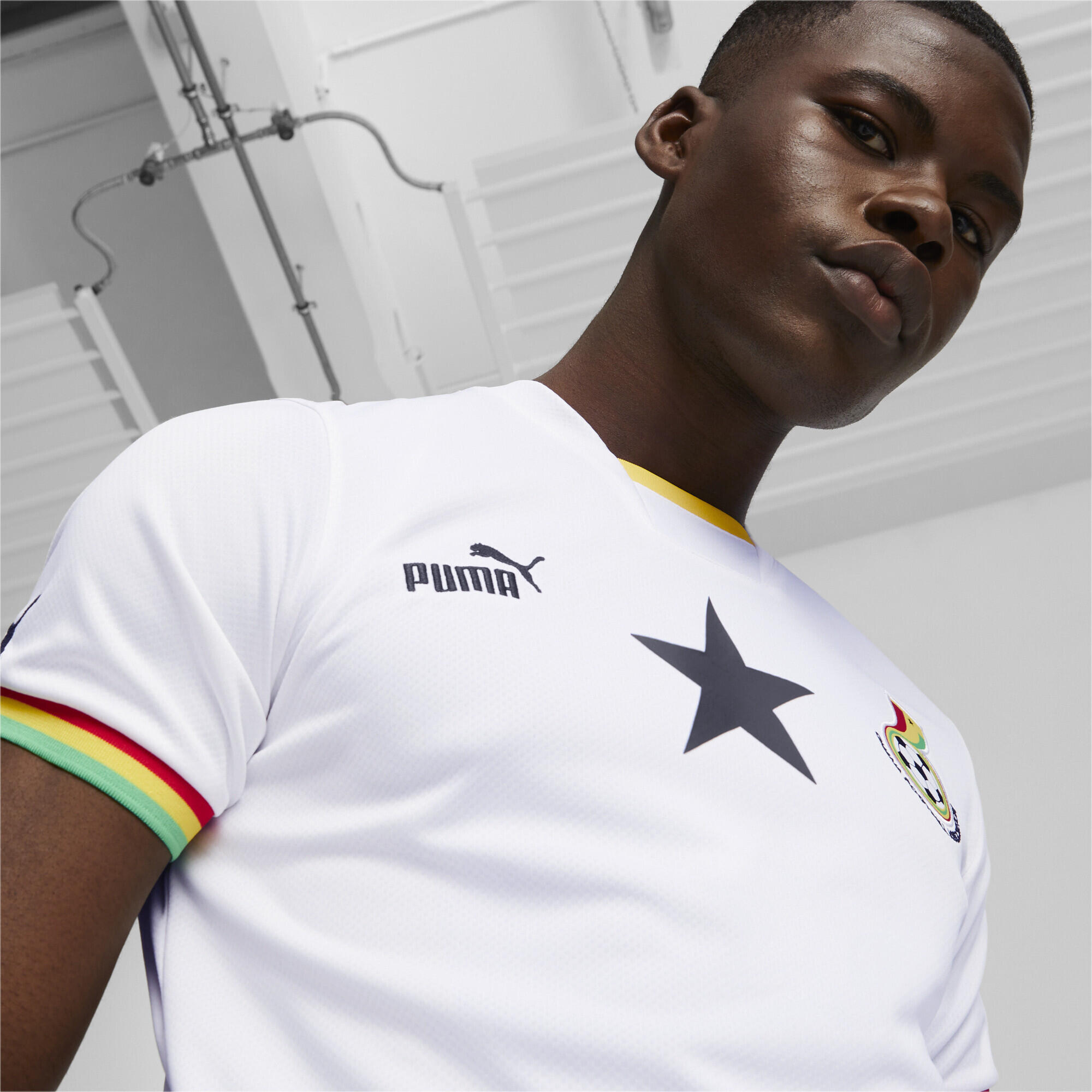 Męska replika koszulki domowej Ghany 22/23 PUMA White Black 3/7