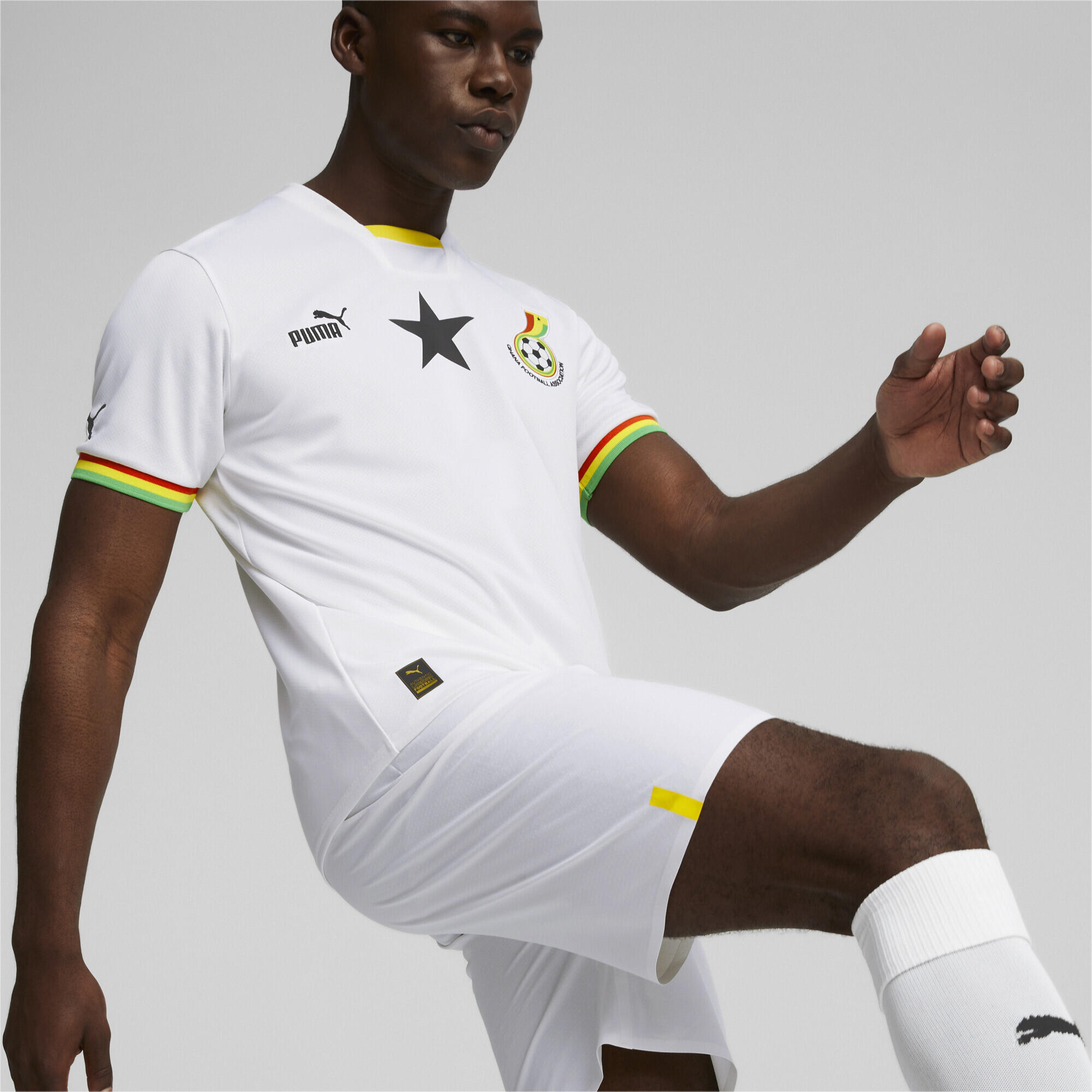 Męska replika koszulki domowej Ghany 22/23 PUMA White Black 2/7