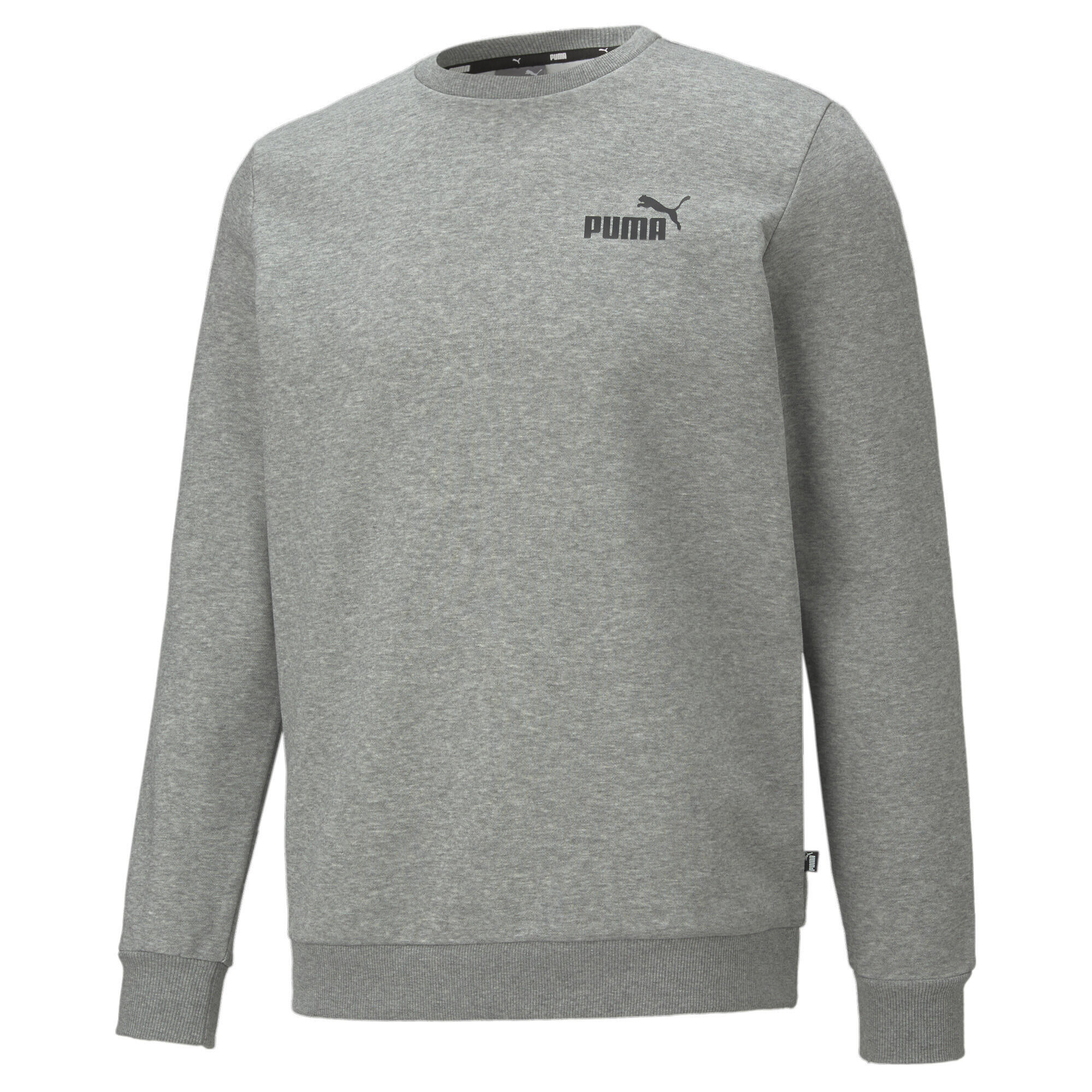 PUMA Mens Essentials Small Logo Crew Neck Sweatshirt - Medium Gray Heather 1/5