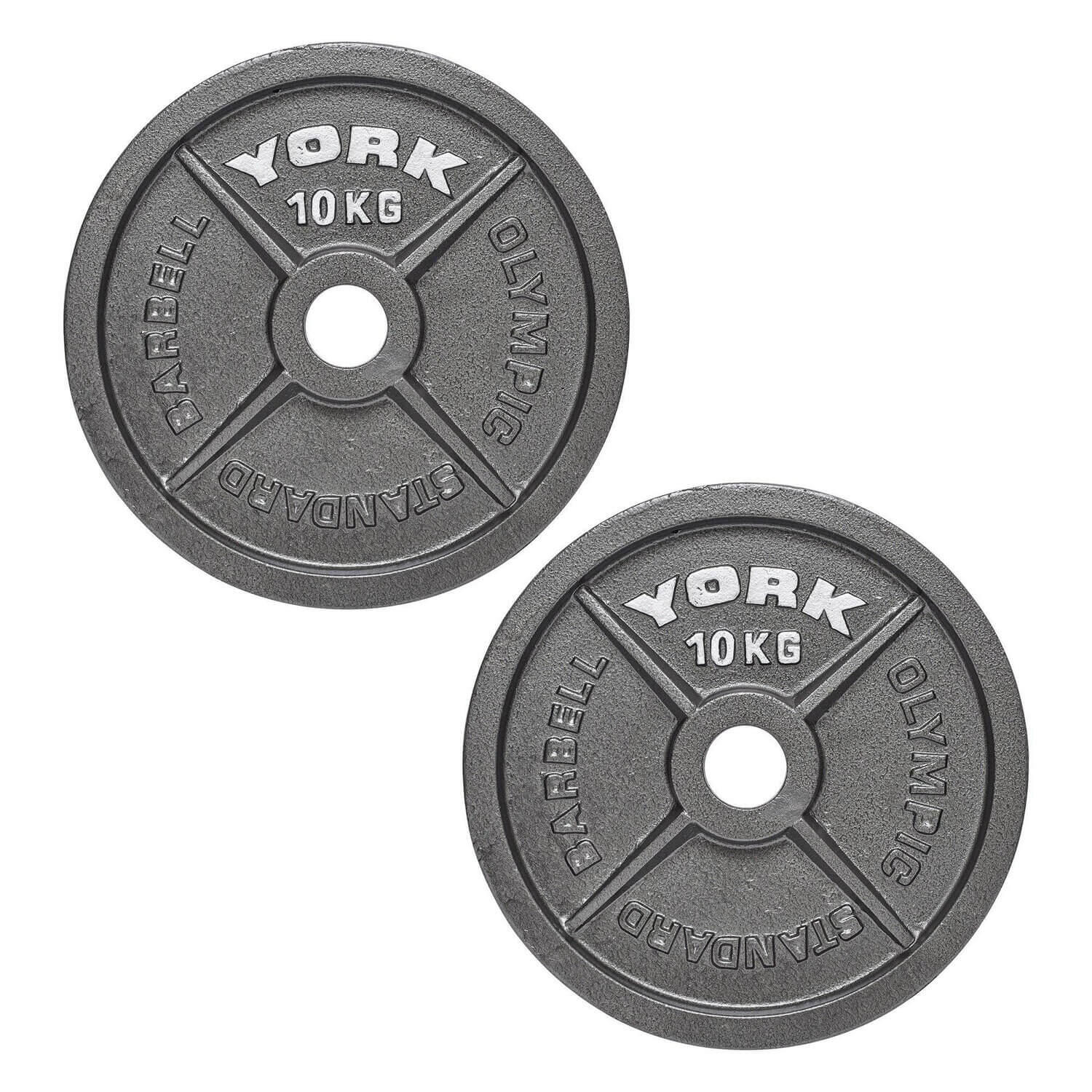 York Olympic Cast Iron Weight Plates 2 x 10kg YORK Decathlon