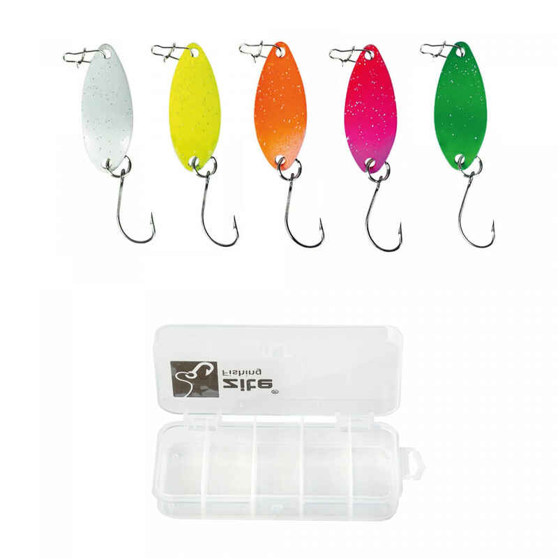 Forellen Spoons Set Neon einfarbig 5 Stück Zite Fishing Media 1