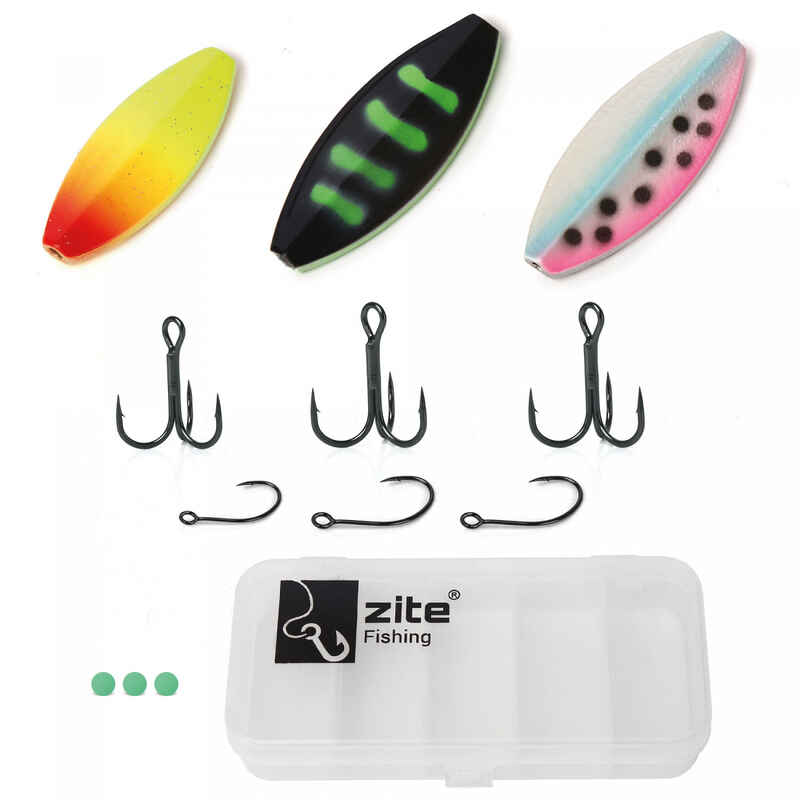 Forellen Inline Spoons Set Neon 2-3,5g mit Köderbox