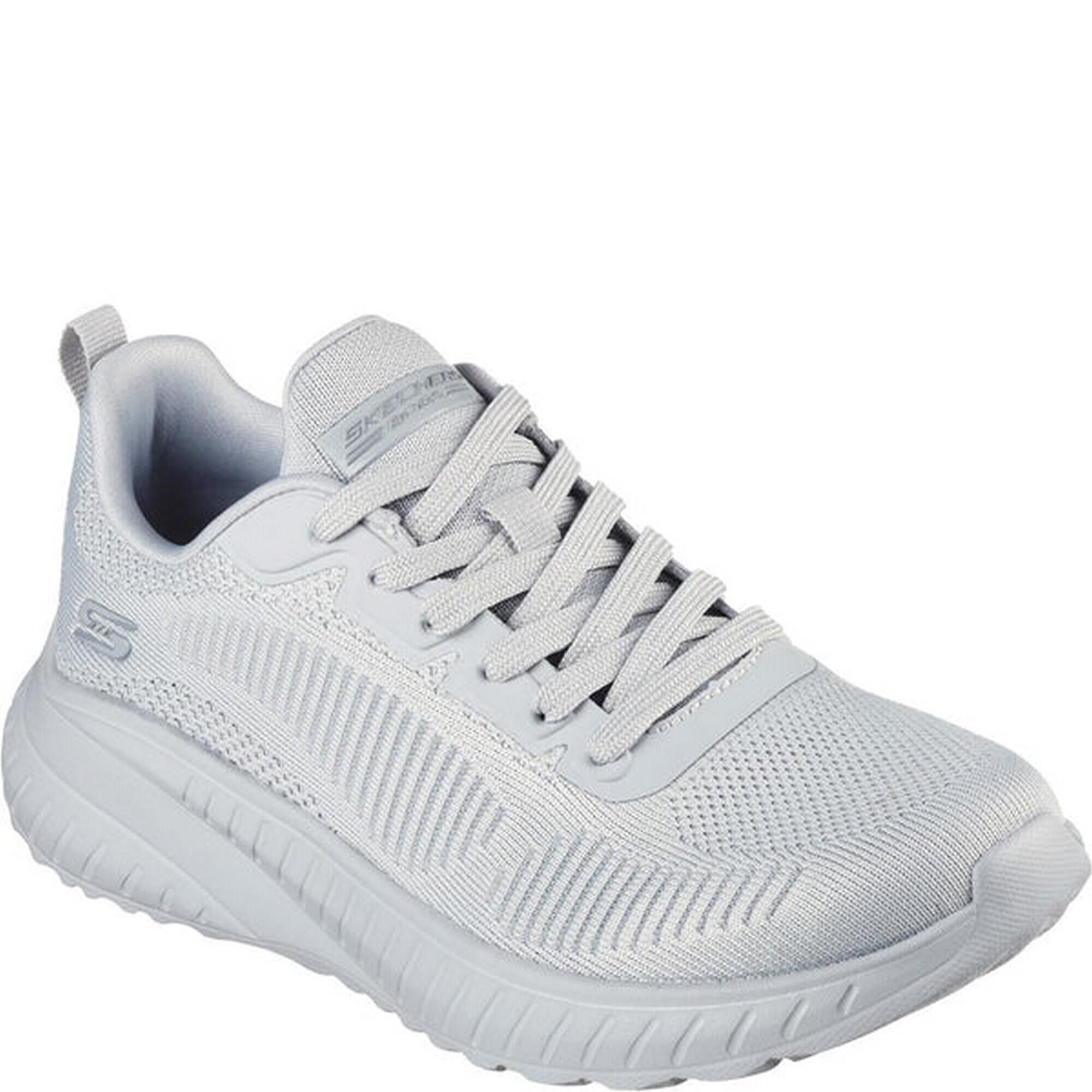 SKECHERS Womens/Ladies Bob Squad Chaos Face Off Trainers (Light Grey)