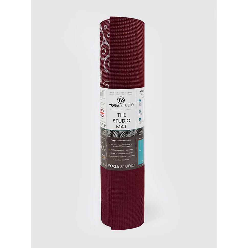 The Yoga Studio Designed Mats 6mm Raspberry Mat Botanical Sun YOGA