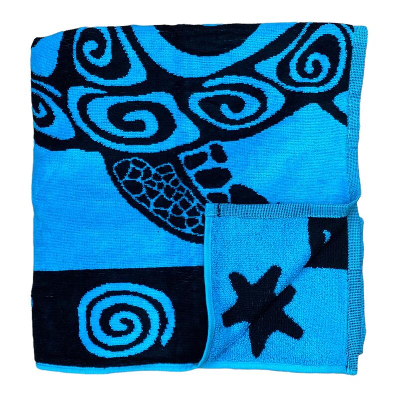 Toalla de playa de tejido rizado aterciopelada azul turtles 140x180
