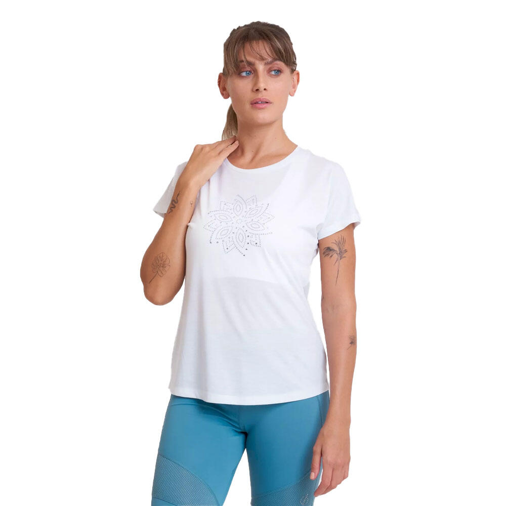 Womens/Ladies Crystallize Flower TShirt (White) 4/5