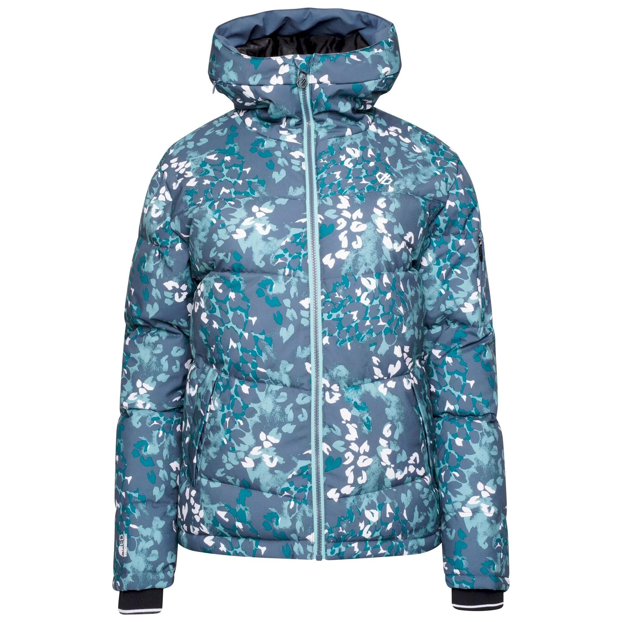 Womens/Ladies Verdict Animal Print Insulated Hooded Ski Jacket (Canton Green) 1/5