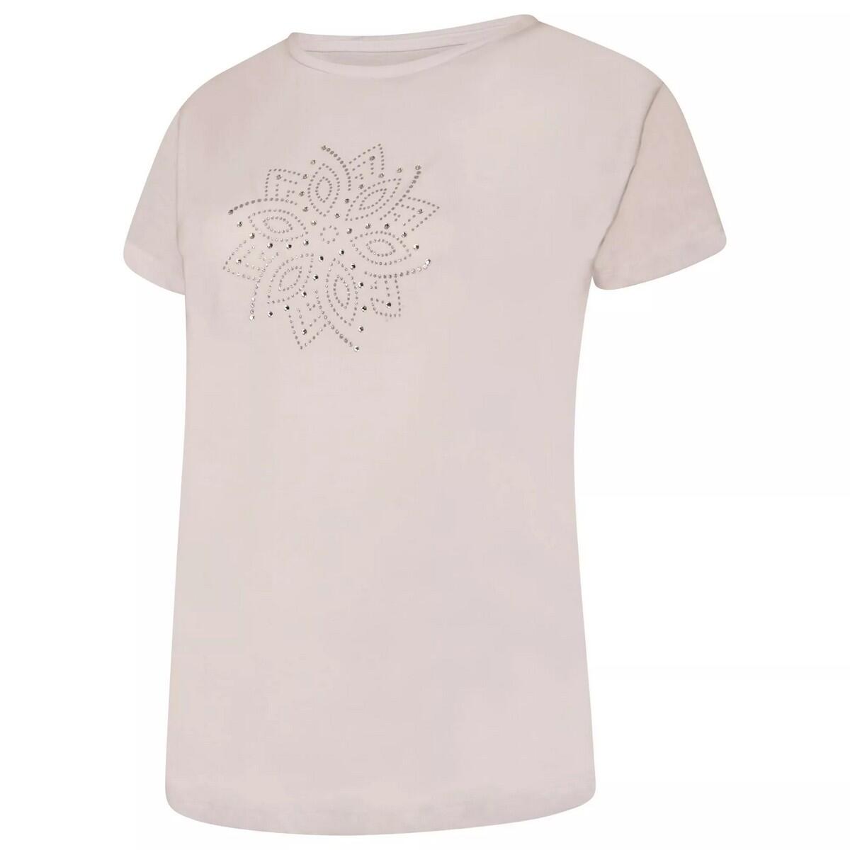 Womens/Ladies Crystallize Flower TShirt (White) 3/5