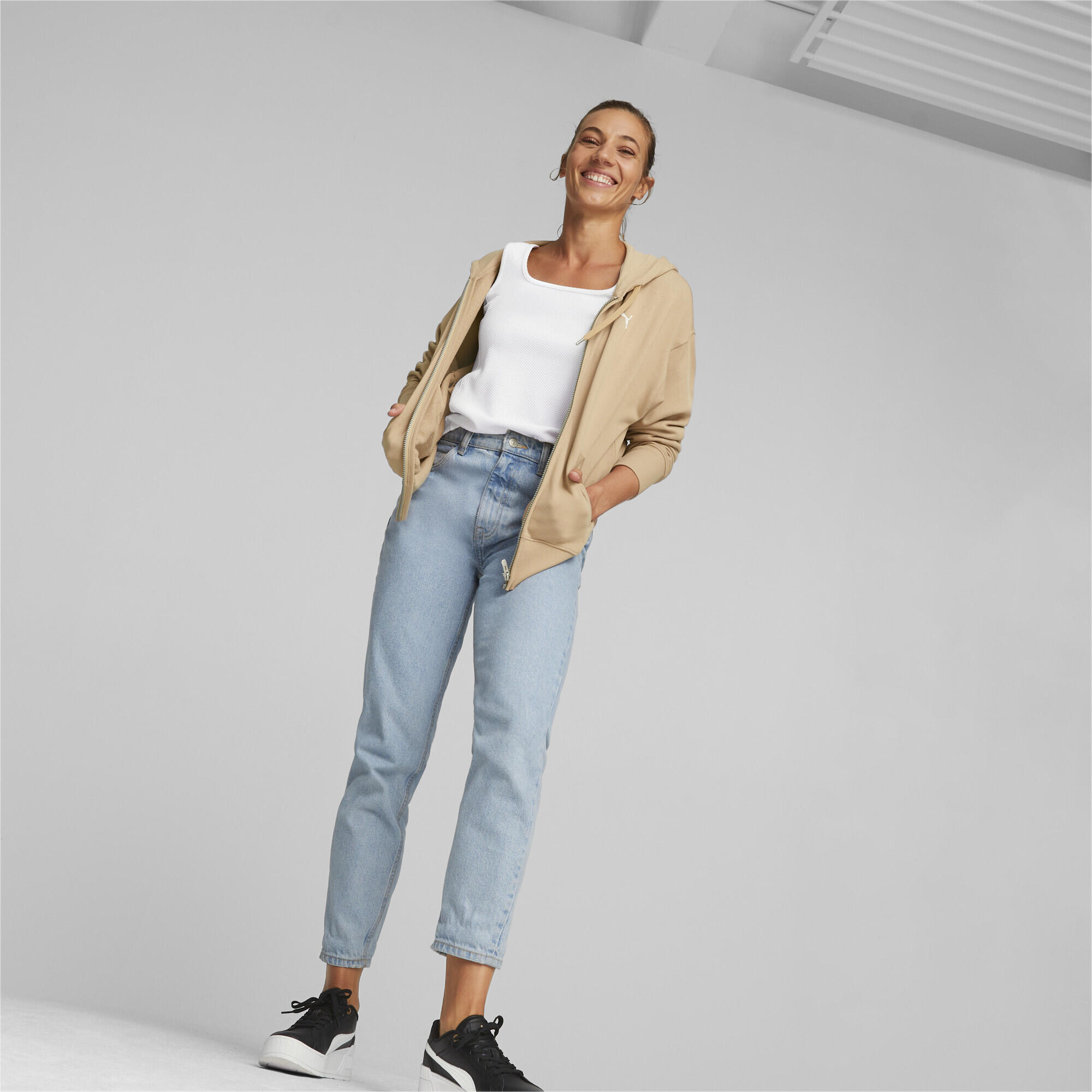 Hoodie zippé HER Femme PUMA Dusty Tan Beige 5/6