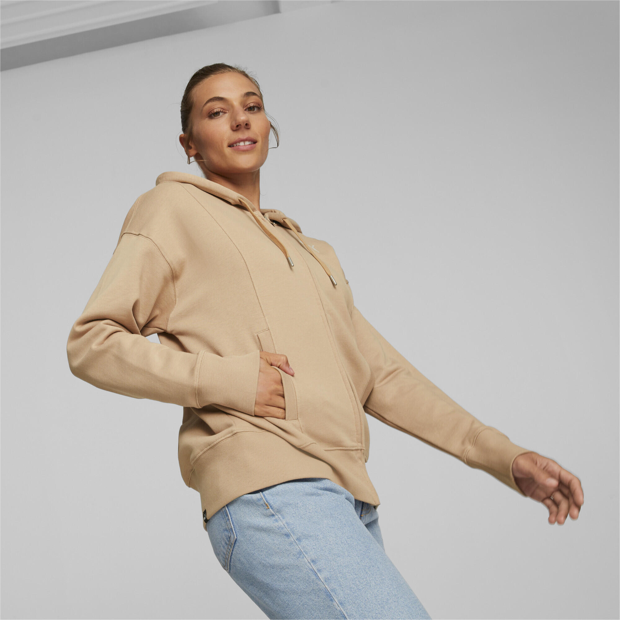 Hoodie zippé HER Femme PUMA Dusty Tan Beige 2/6