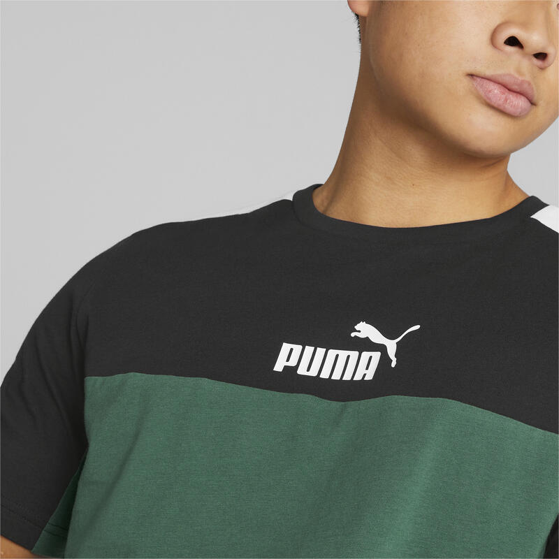 T-shirt Essentials+ PUMA Vine Green com blocos de cor para homem