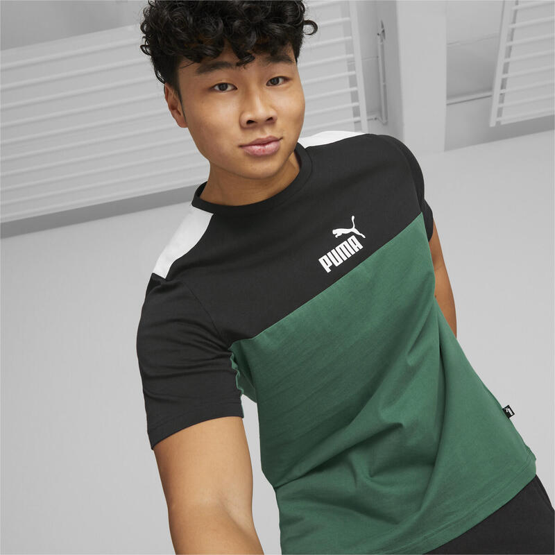 T-shirt Essentials+ PUMA Vine Green com blocos de cor para homem