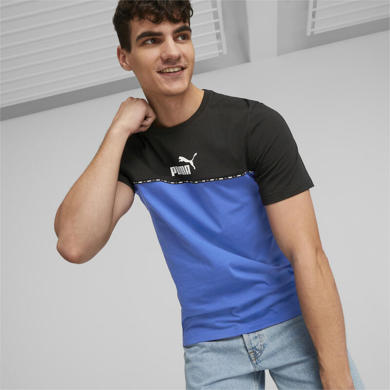 T-shirt PUMA com banda de blocos de cores Essentials para homem