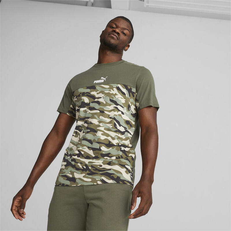 T-shirt de camuflagem com blocos de cores Essentials para homem PUMA
