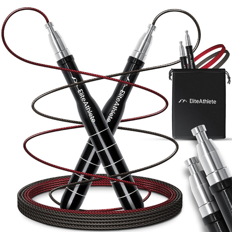 EliteAthlete® Corde a Sauter Sport - Jump Rope Lestée Metal + Sac