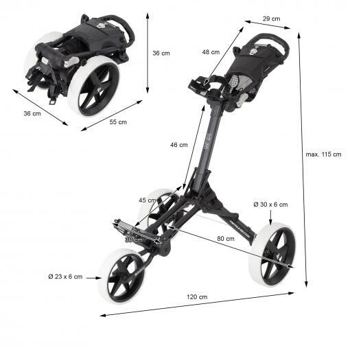 Carrito de Golf Kliq 3 Ruedas Fastfold Negro Plateado Unisex