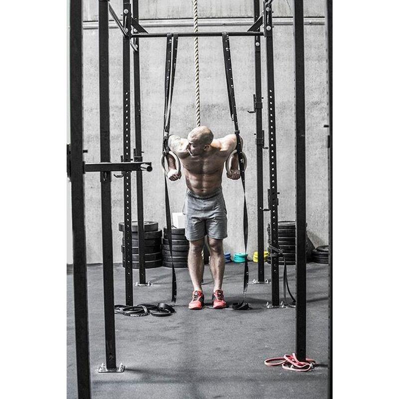 Ensemble d'anneaux Crossfit en bois Muscle Power - Comprend des bretelles