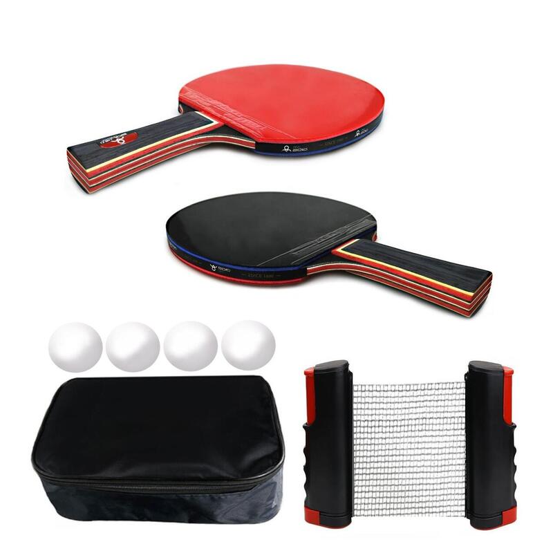 Set complet de ping pong cu 2 palete tenis de masa, fileu retractabil, 4 mingi s