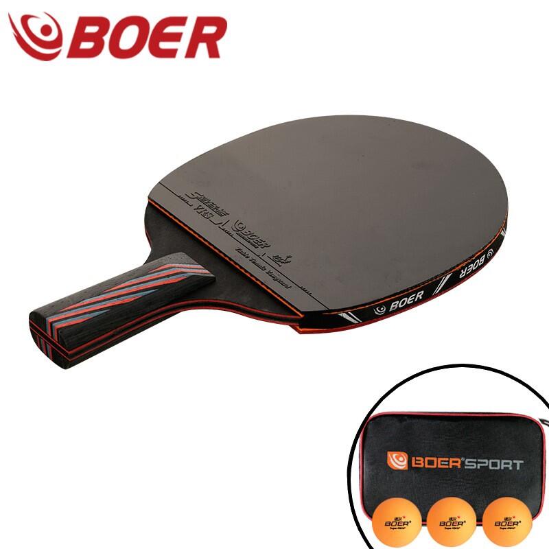 Set Paleta tenis de masa Boer S6 PRO cu husa si 3 mingii, maner scurt Penhold