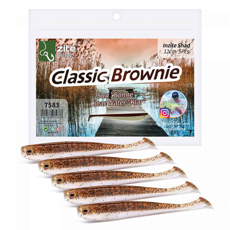 Zander Gummifisch 5STK Inzite Shad Gummiköder Classic Brownie 12cm