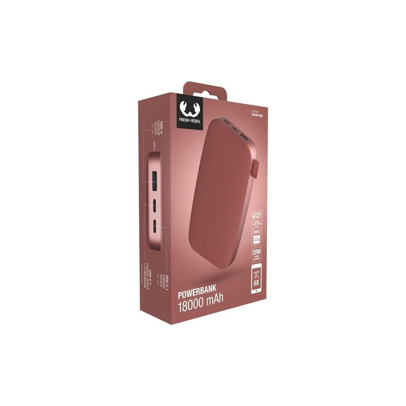 Fresh n Rebel Powerbank FC 18000mAh USB-C Safari Red