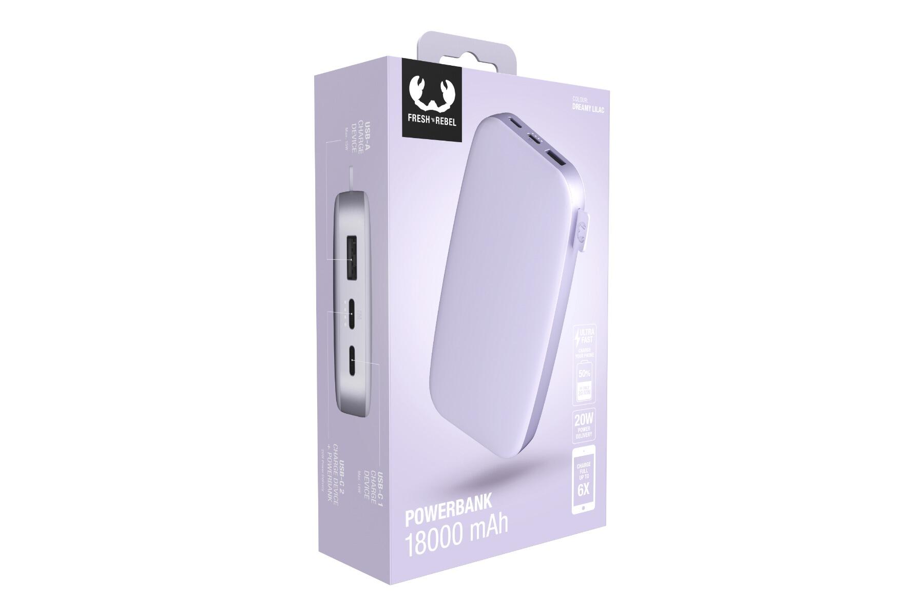 Fresh'N Rebel powerbank 18000 mAh USB-C carga ultra rápida 20W PD dreamy lilac 5/5