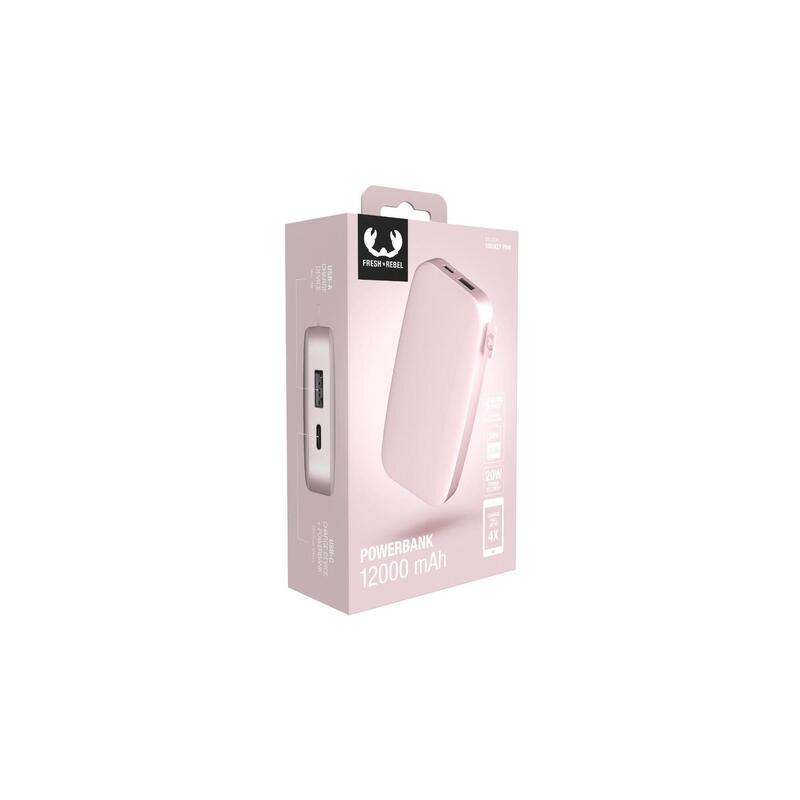 Fresh'N Rebel powerbank 12000 mAh USB-C carga ultra rápida 20W PD smokey pink