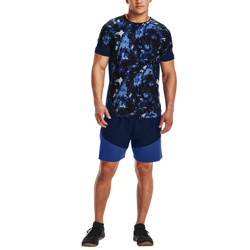 Férfi rövidnadrág, Under Armour Knit Woven Hybrid Shorts, sötétkék