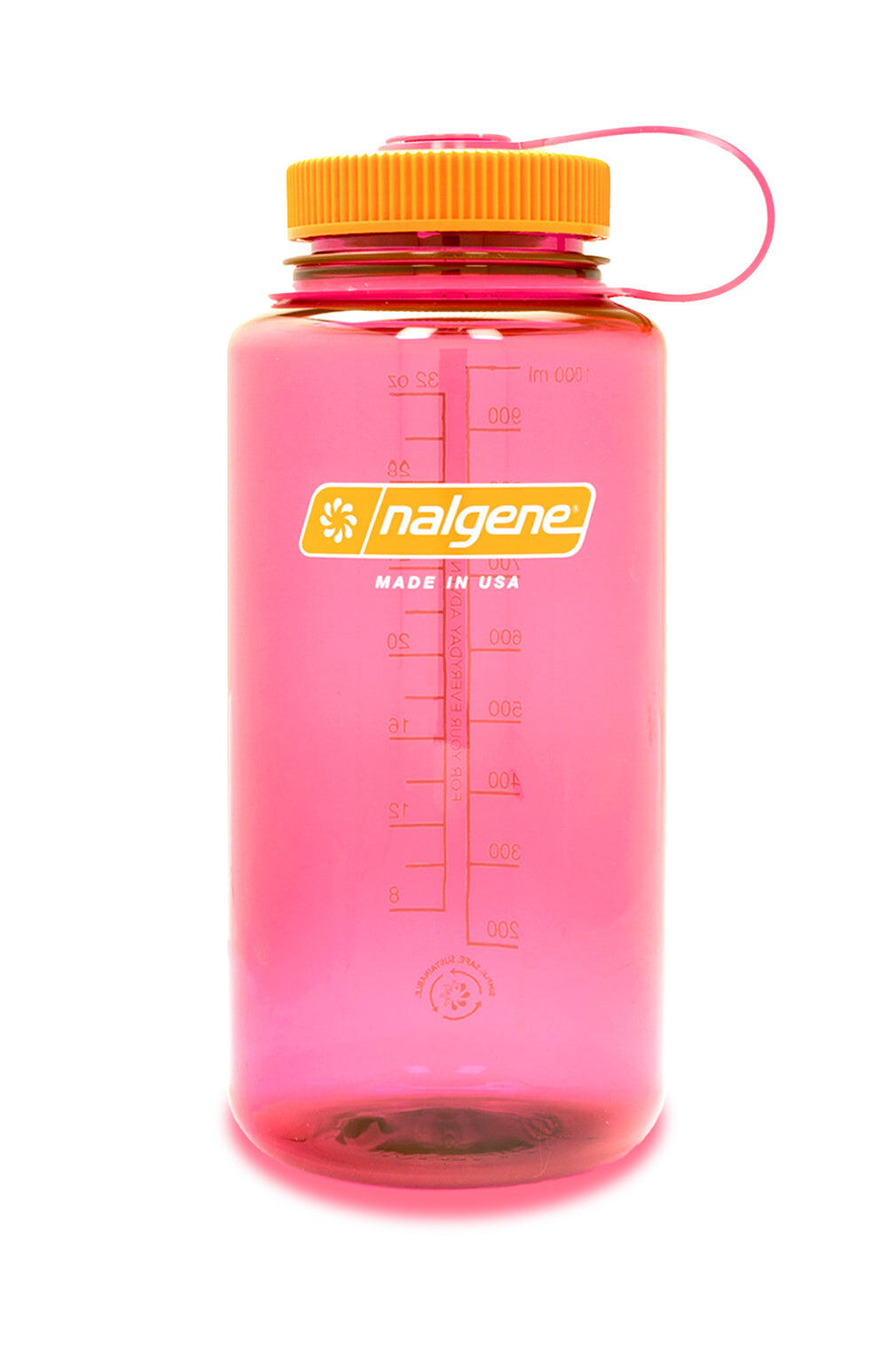 NALGENE 1L Wide Mouth Sustain Water Bottle - Made From 50% Plastic Waste - Salmon Pink