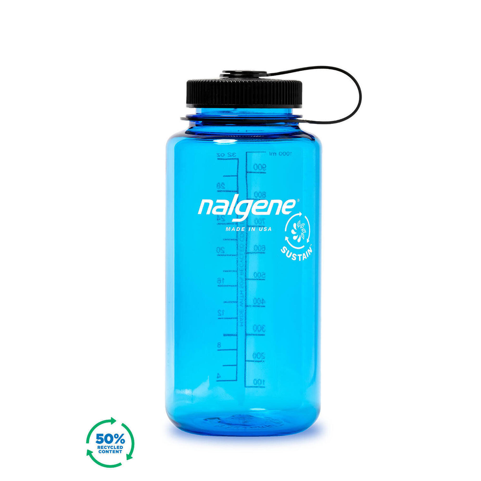 1L Wide Mouth Sustain Water Bottle - Made From 50% Plastic Waste - Slate Blue 1/3