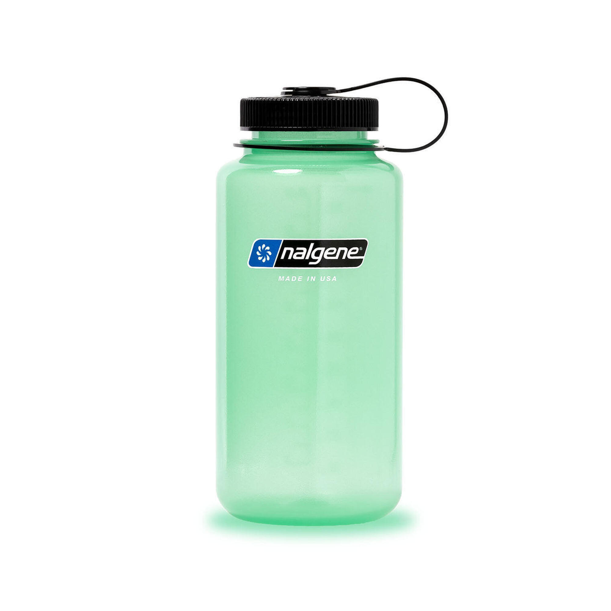 NALGENE 1L Wide Mouth Sustain Water Bottle - Made From 50% Plastic Waste - Fluo Green