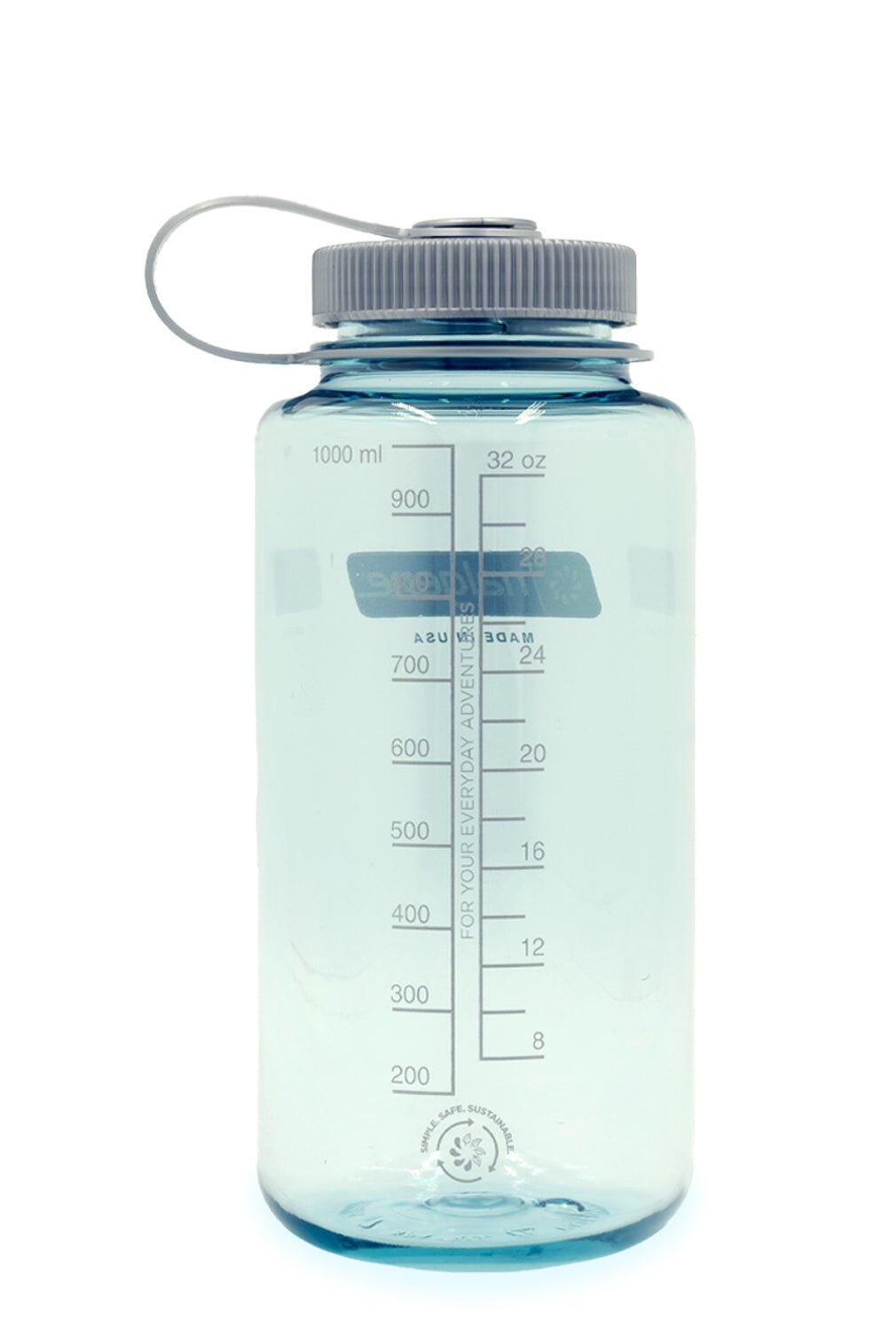 1L Wide Mouth Sustain Water Bottle - Made From 50% Plastic Waste - Blue Grey 2/3