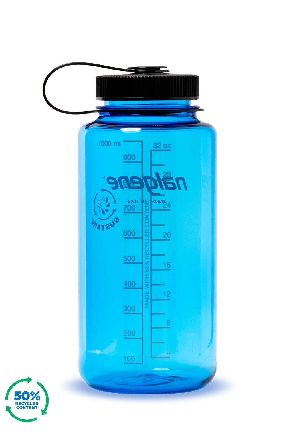 1L Wide Mouth Sustain Water Bottle - Made From 50% Plastic Waste - Slate Blue 2/3