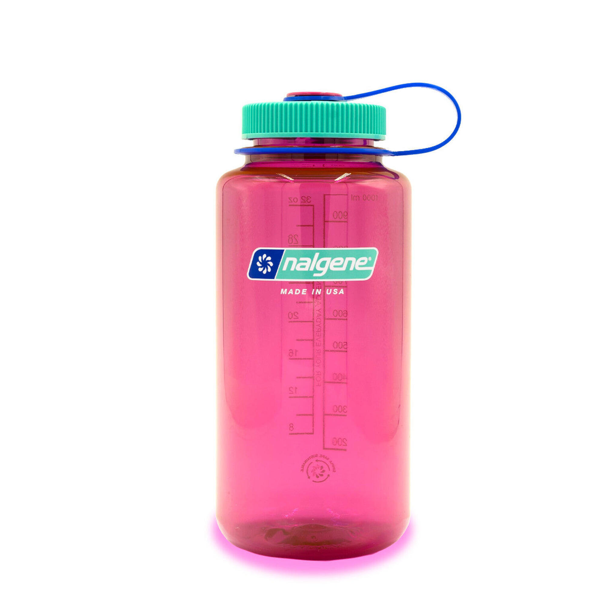 1L Wide Mouth Sustain Water Bottle - Made From 50% Plastic Waste - Deep Magenta 1/3