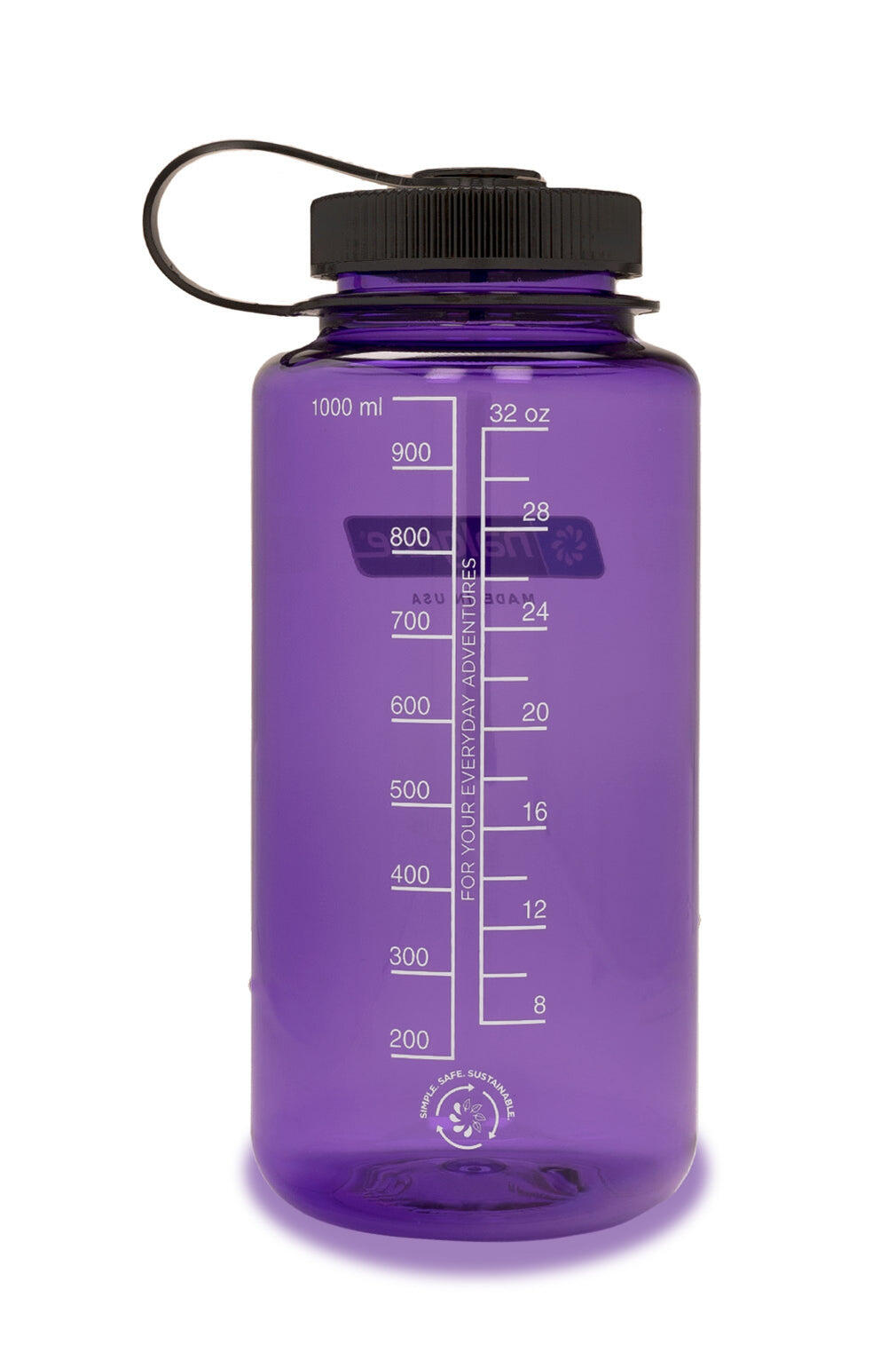 1L Wide Mouth Sustain Water Bottle - Made From 50% Plastic Waste - Purple 2/3
