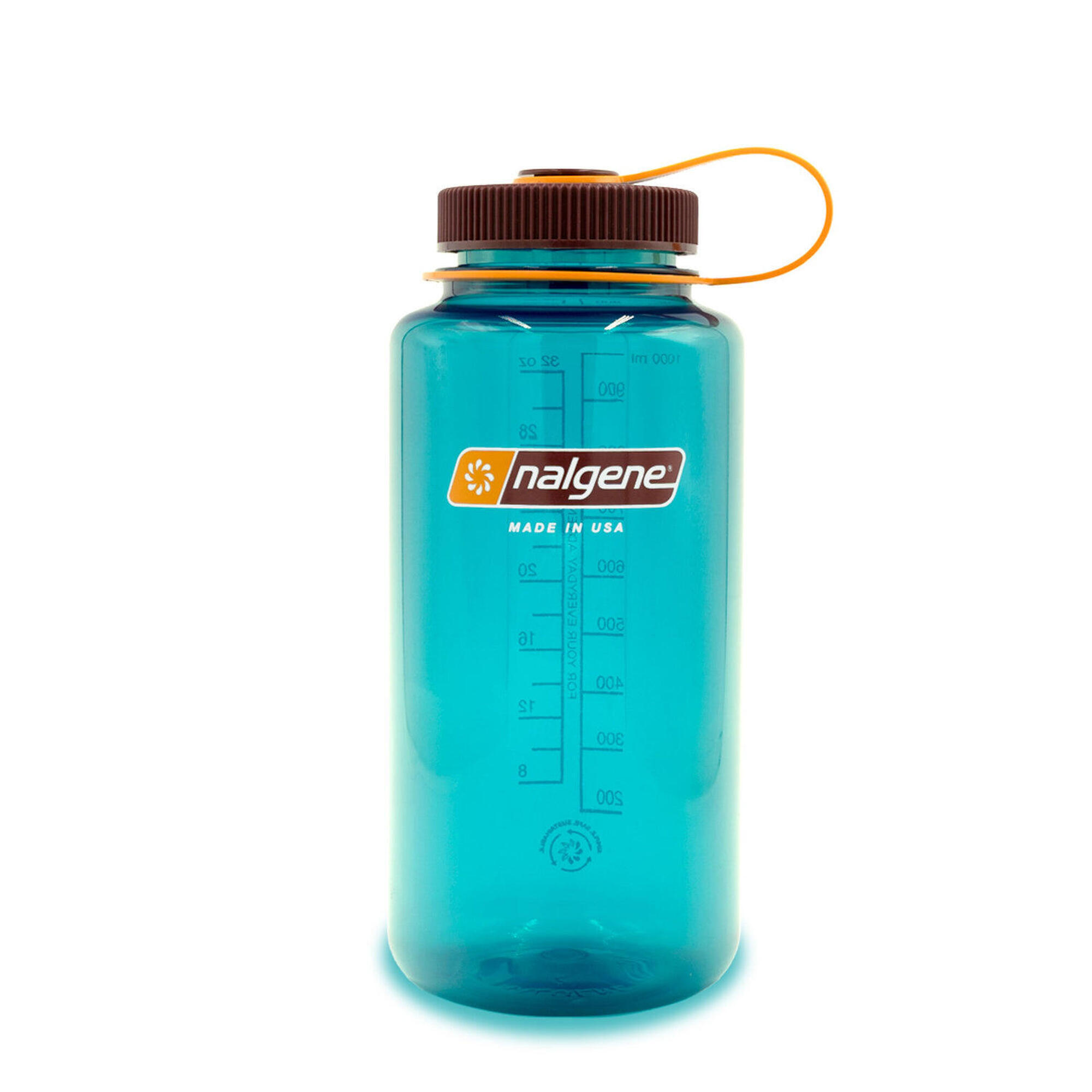 NALGENE 1L Wide Mouth Sustain Water Bottle - Made From 50% Plastic Waste - Aquamarine