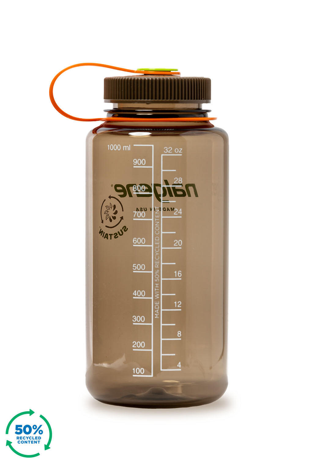 1L Wide Mouth Sustain Water Bottle - Made From 50% Plastic Waste - Bark Brown 2/5