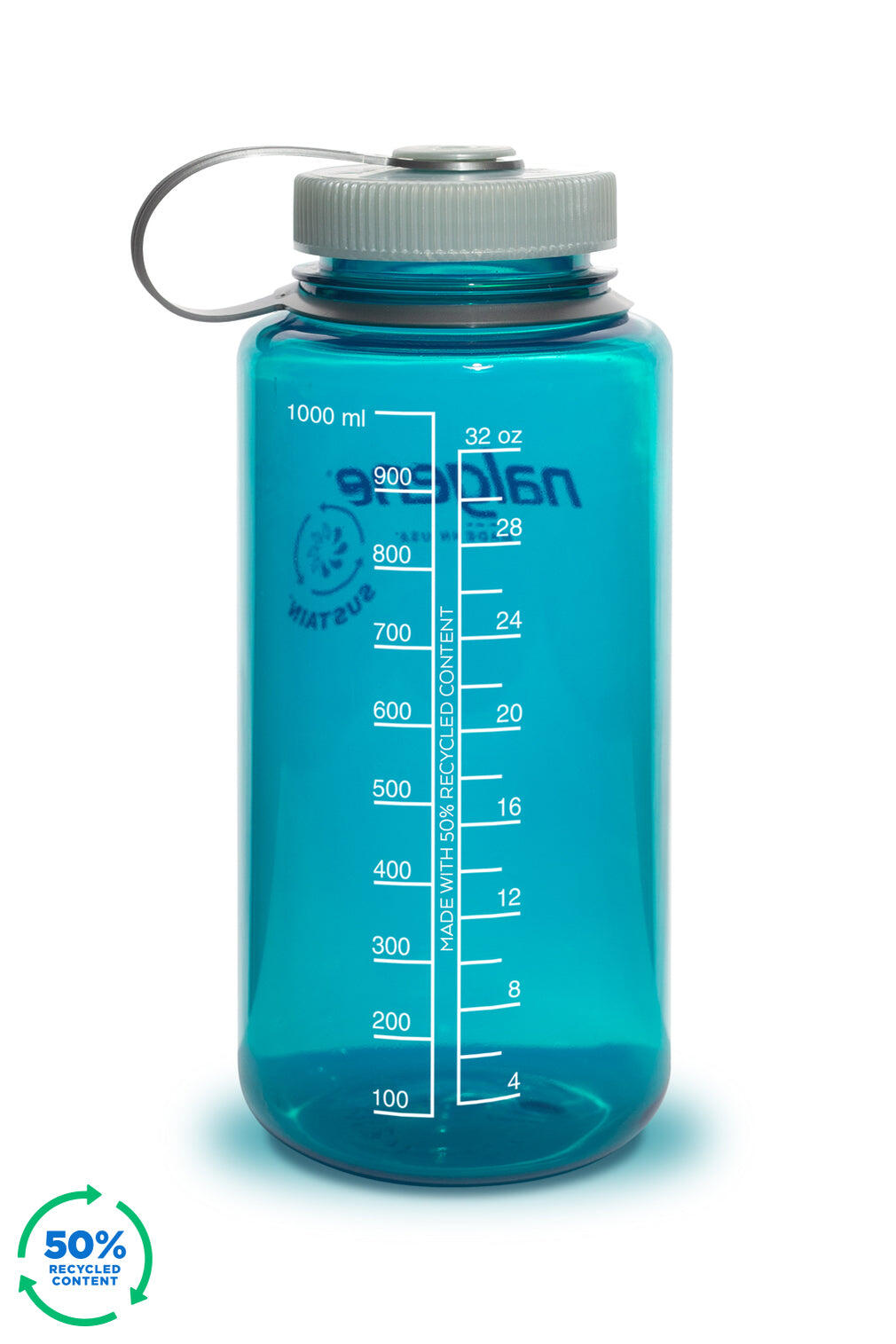 1L Wide Mouth Sustain Water Bottle - Made From 50% Plastic Waste - Pacific Blue 2/3