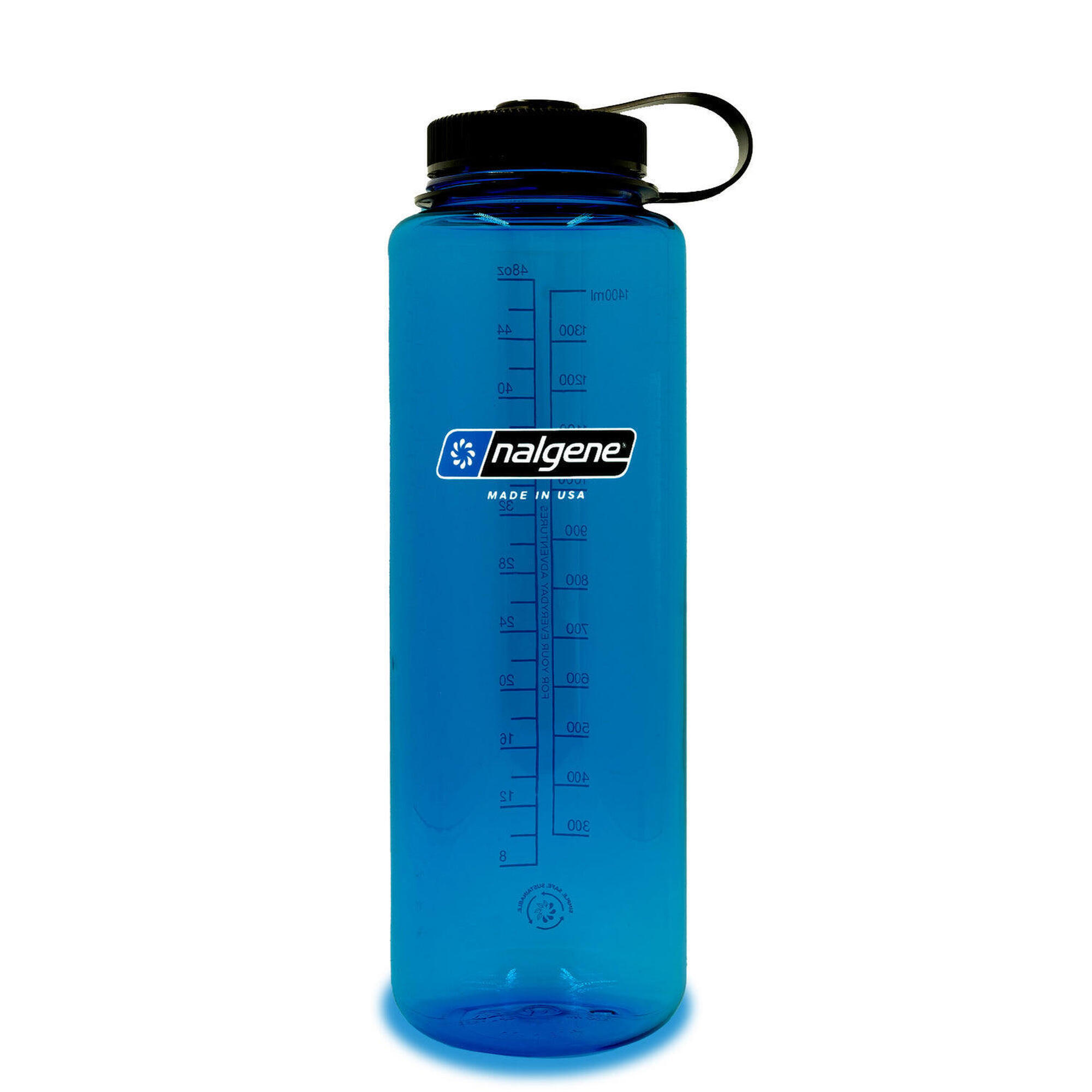 NALGENE 1.5L Wide Mouth Sustain Water Bottle - Made From 50% Plastic Waste - Blue