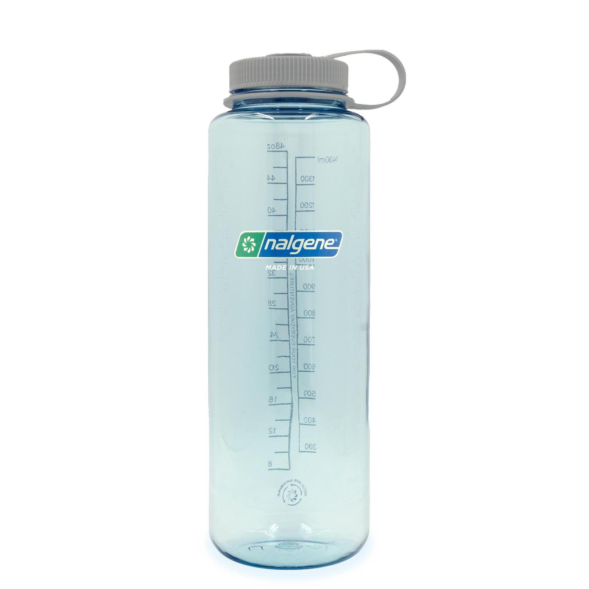 NALGENE 1.5L Wide Mouth Sustain Water Bottle - Made From 50% Plastic Waste - Blue Grey