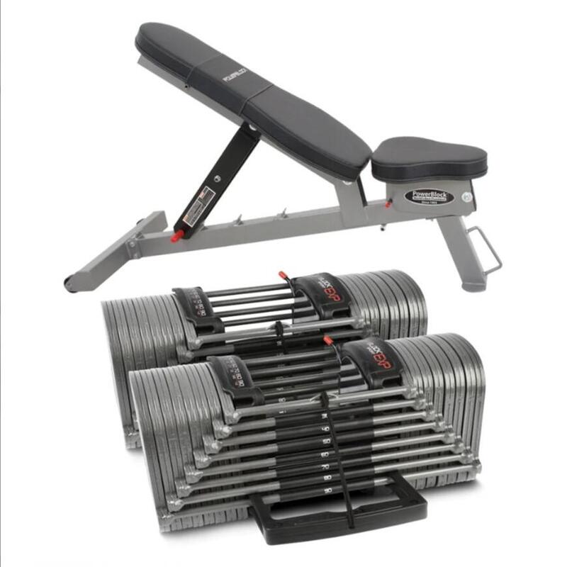 PowerBlock Sport EXP 5-90 Verstelbare Dumbbell Set + Bench - PBPACK5