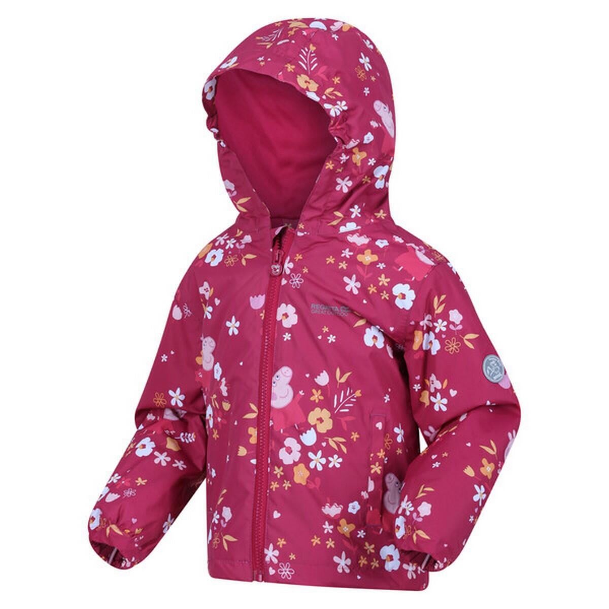 Childrens/Kids Muddy Puddle Peppa Pig Autumnal Padded Waterproof Jacket (Berry 4/5